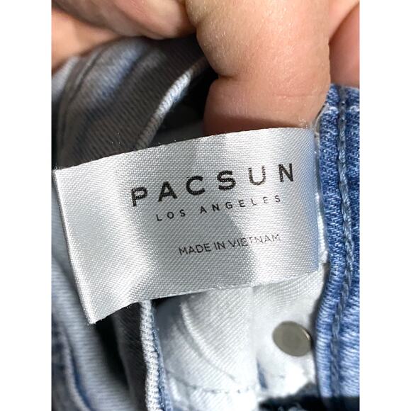 Pacsun Stacked Skinny Blue Jeans Mens 28x30 Distressed Ripped Grunge Skater Y2K - Picture 9 of 10